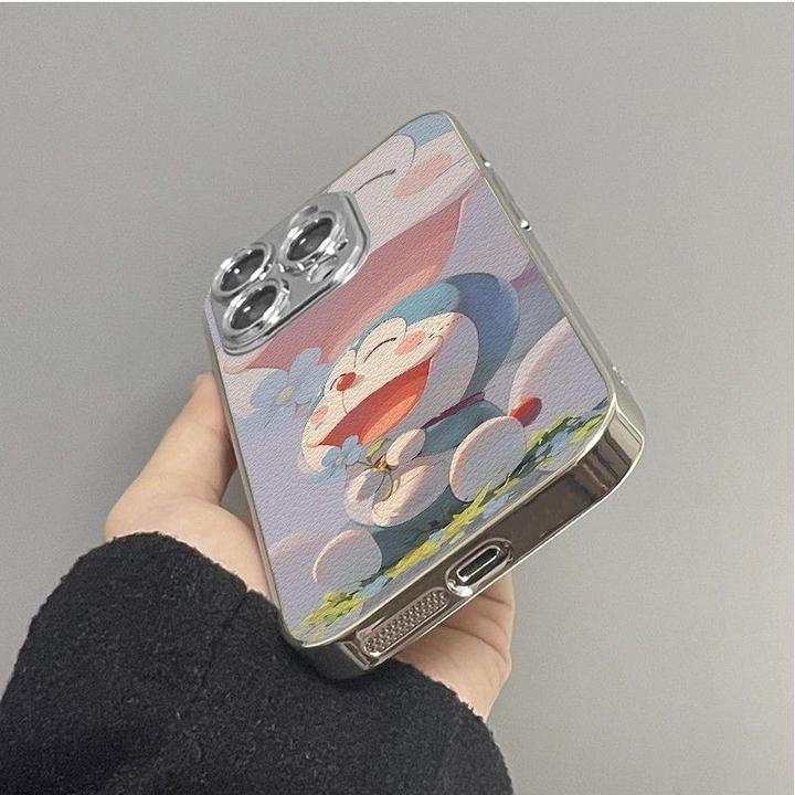 开心哆啦适用苹果16pro手机壳卡通可爱iphone15plus高级感14新款