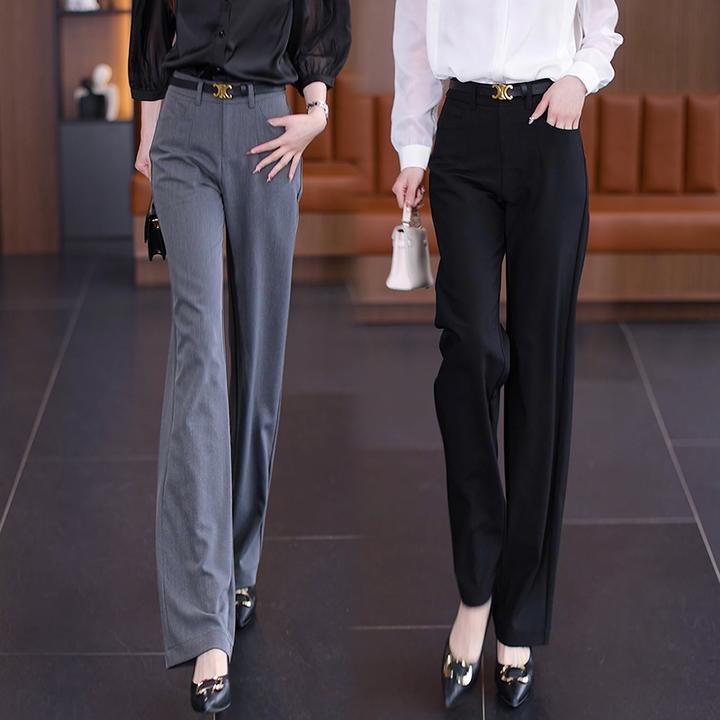 纯色西装裤女春季款胖妹妹mm高腰宽松显瘦阔腿休闲裤梨形身材裤子