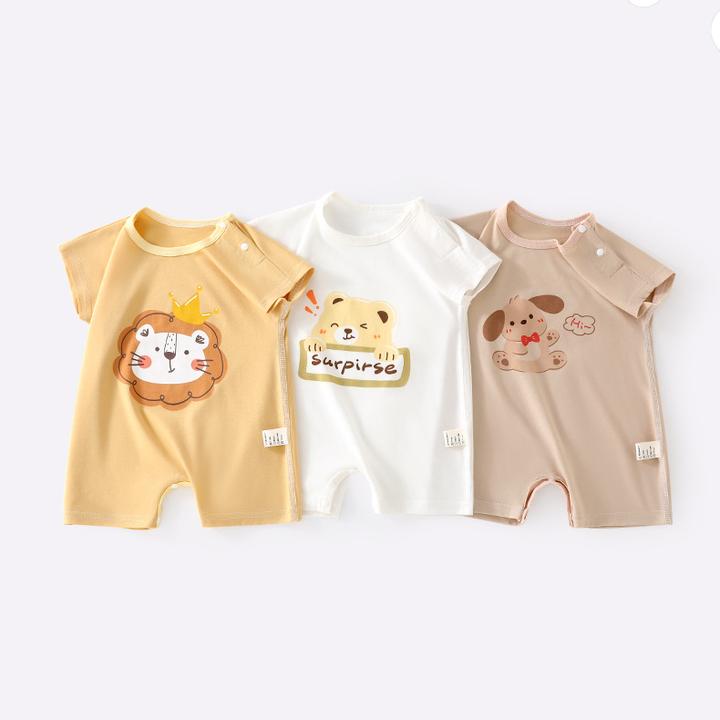 婴儿衣服夏季薄款新生儿短袖哈衣夏装男女宝宝连体衣爬服外出夏天