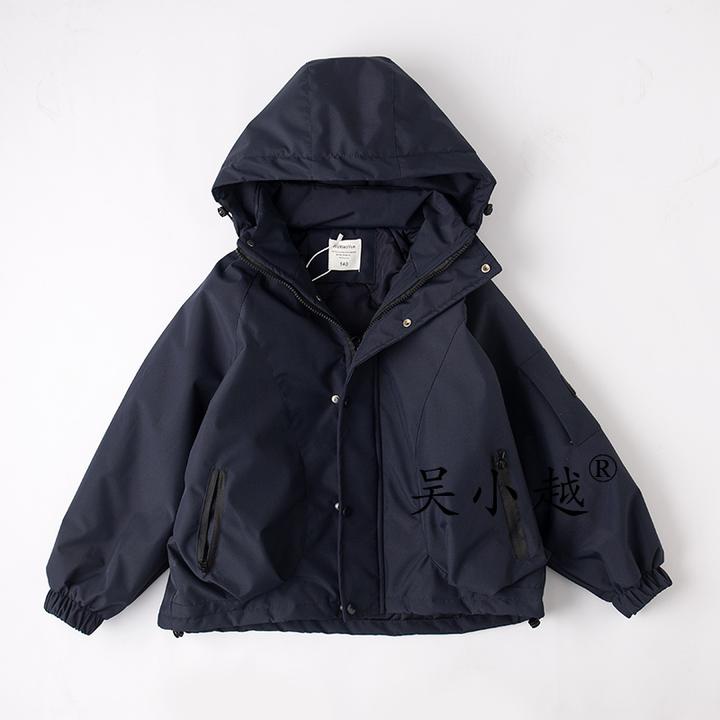 吴小越w1690男童中大童冬装加棉新款洋气儿童冲锋衣冬季加厚外套