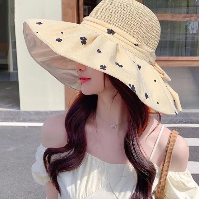 UPF50+防晒帽女夏季大帽檐遮阳帽子女款2024新款时尚显脸小渔夫帽