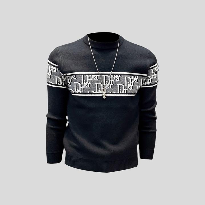 ohmmayby轻熟风圆领毛衣男款内搭针织衫秋冬季新款提花保暖打底衫