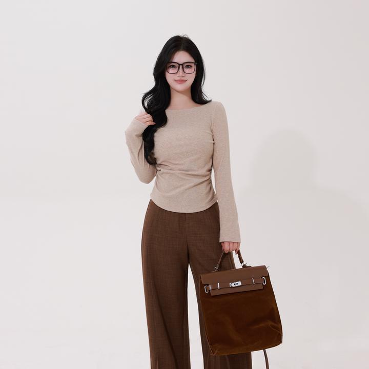 【晨曦心跳】蛋妹大码女装秋胖mm秋季显瘦长袖毛针织上衣 DM32331