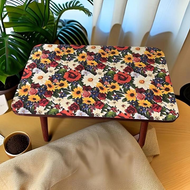 美式复古风床头小方桌轻奢印花小茶几落地床头柜沙发可移动小边几