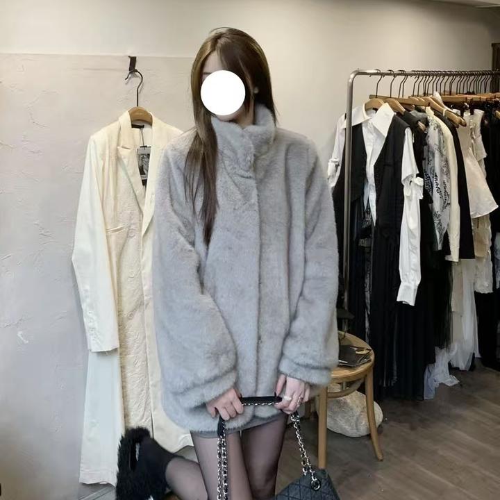 2025冬季新款时尚环保皮草简约加厚毛毛外套宽松百搭外套MU2020