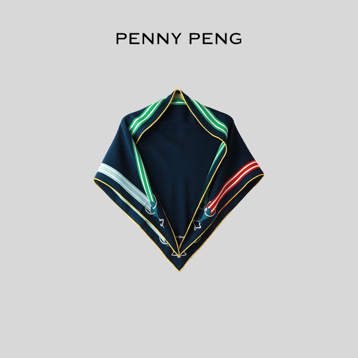 PENNYPENG 红绿灯 2025新款针织时尚休闲条纹撞色时髦羊毛三角巾