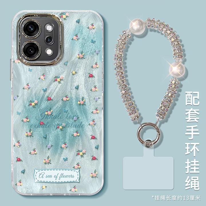 晕染碎花适用OPPOReno14手机壳镜头全包防摔女款网红同款数码配件