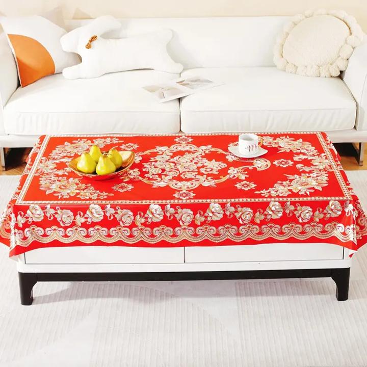 新款烫金桌布免洗防油防水防烫餐桌布长方形家用客厅欧式茶几台布