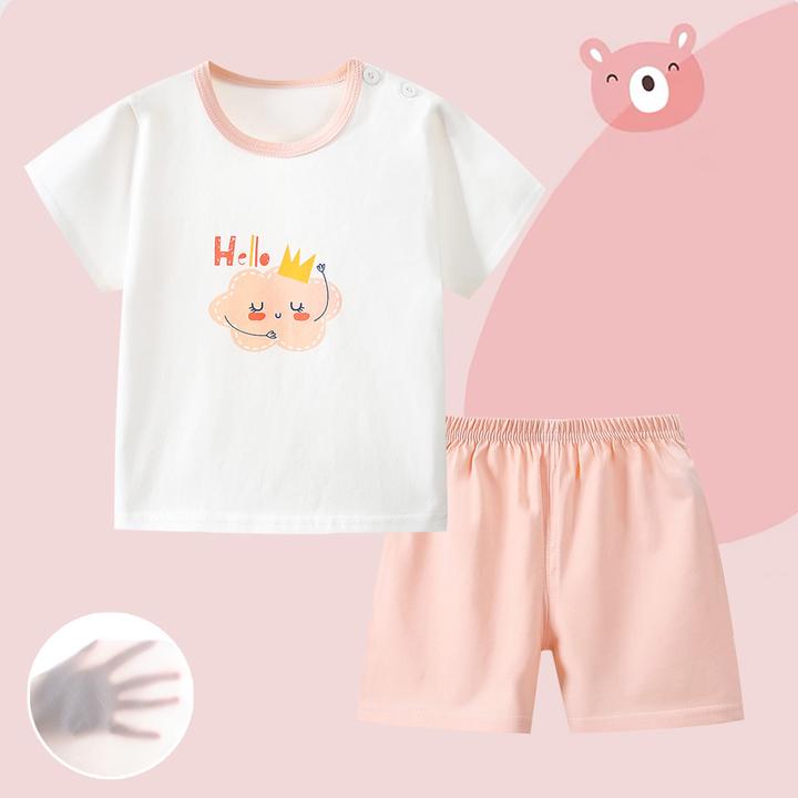 婴儿短袖夏季套装短裤宝宝纯棉薄款婴幼儿分体夏天衣服男女童夏装