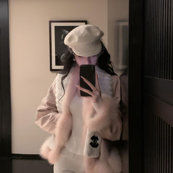 【雅乔定制】玉面奶芙 狐狸毛领麂皮绒派克鹅绒服外套DYDD-25070158