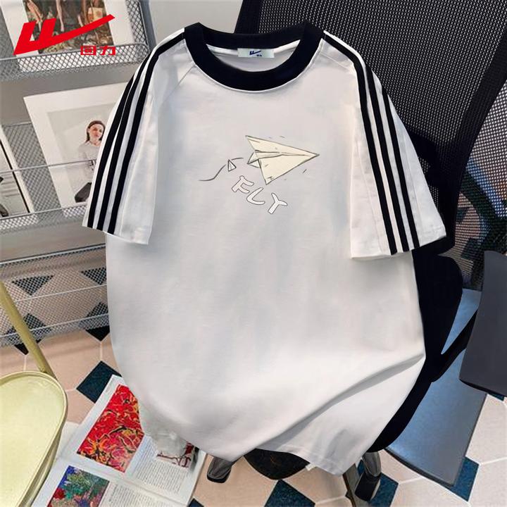 回力夏季潮牌辣妹多巴胺百搭纯棉短袖T恤女宽松美式复古白色夏装