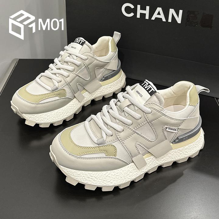 M01阿甘鞋女2025秋季新款华夫厚底显脚小爆款百搭休闲运动老爹鞋