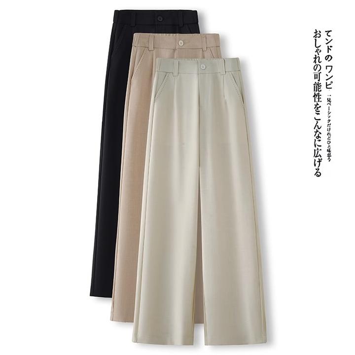 天丝亚麻九分阔腿裤女士2025夏季轻薄新款高腰抗皱小个子直筒裤子