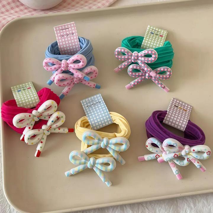 儿童高弹力加粗皮筋小女孩蝴蝶结韩版公主发圈女童简约木耳边发圈