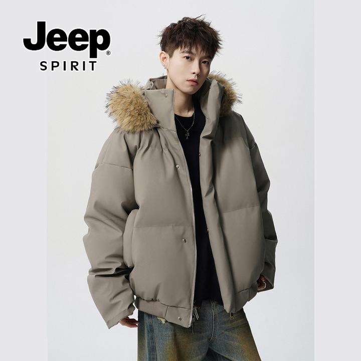 JEEPSPIRIT美式毛领棉服高级感男装冬季重磅拍照必备衣服棉衣外套