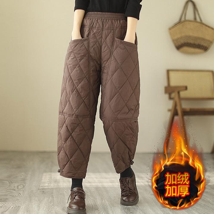 薄款羽绒裤女外穿秋冬爆款新款女士加绒加厚裤子妈妈时尚哈伦棉裤
