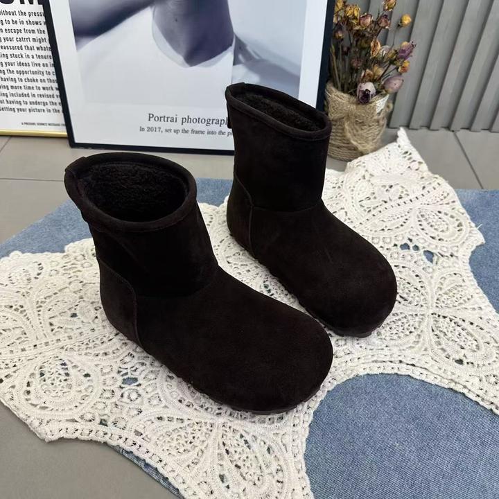 两穿雪地靴2025秋冬新款高端磨砂皮加绒保暖厚底5厘米勃肯靴短靴