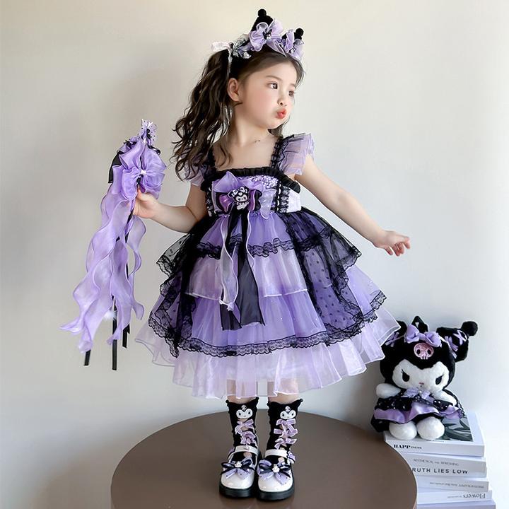 可熊女童吊带幻彩2025新款儿童库洛米公主裙女孩夏季洛丽塔背心裙