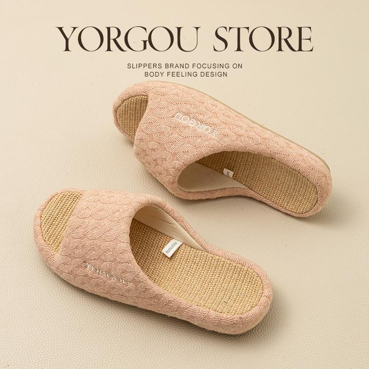 远港四季居家用亚麻拖鞋女夏天室内防滑软底吸汗棉麻春秋通用棉布