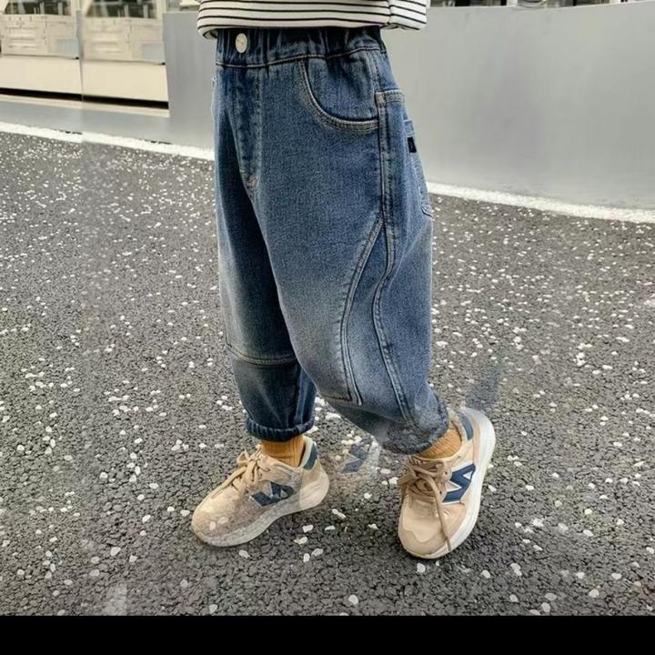 sd男童牛仔裤春大童儿童洋气长裤百搭柔软老爹裤中小童宝宝裤子潮