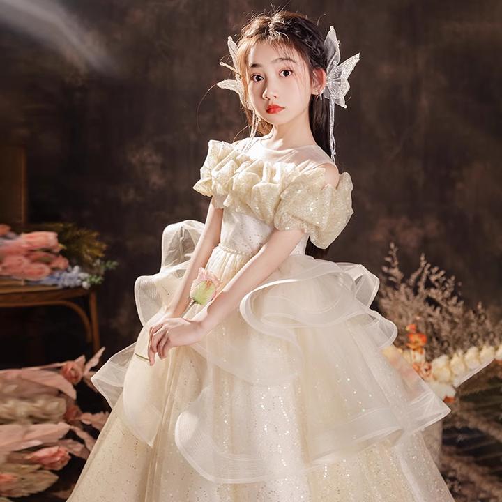 公主裙女童高端礼服主持人气质花童婚礼小女孩钢琴生日礼服裙女童