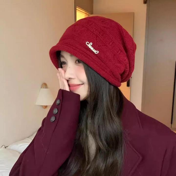 秋冬季针织堆堆帽女时尚卷边产后保暖月子帽百搭显脸小毛线包头帽