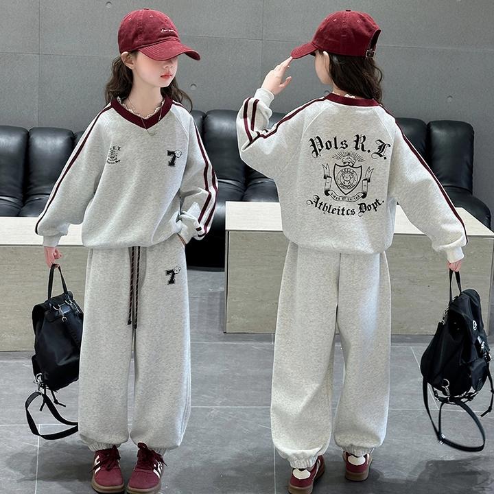 女童套装春秋款2025新款女大童洋气卫衣休闲裤两件套休闲运动春装