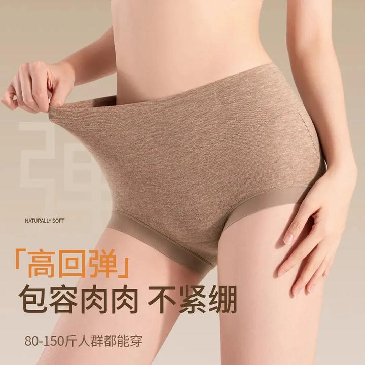 大码女士高腰提臀收腹内裤女款加长裆彩棉磨毛加厚秋冬新款三角裤