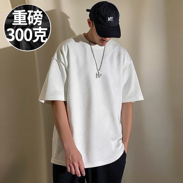 港风服饰2025新款重磅男士胖子T恤短袖加肥加大码男装半截袖夏季