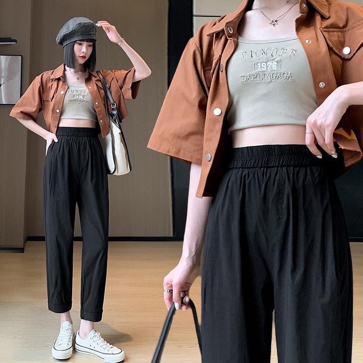 夏季孕妇冰丝萝卜裤夏季高腰防晒灯笼裤小个子凉凉速干运动哈伦裤