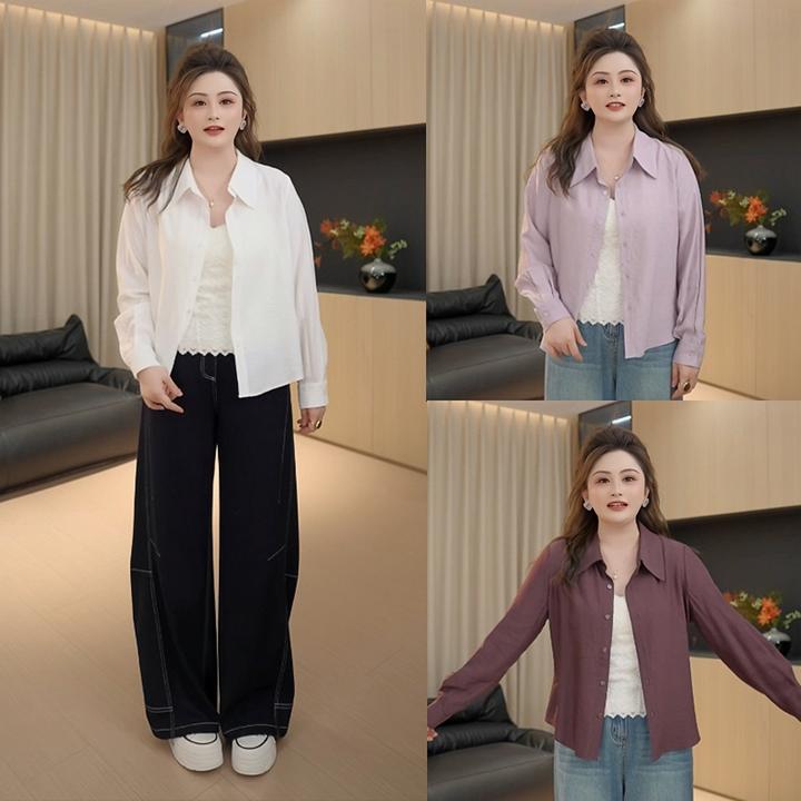 【胖佳佳】现货~小蛮腰 长袖披肩衬衫秋季新款时尚百搭H625Z14107