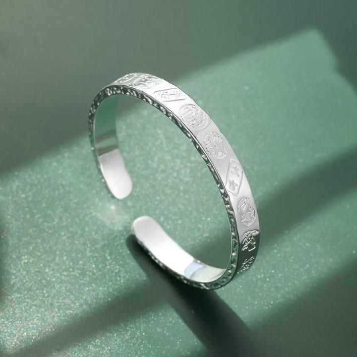 银9999平安喜乐吉言开口手镯亮面精致百搭个性高级感时尚