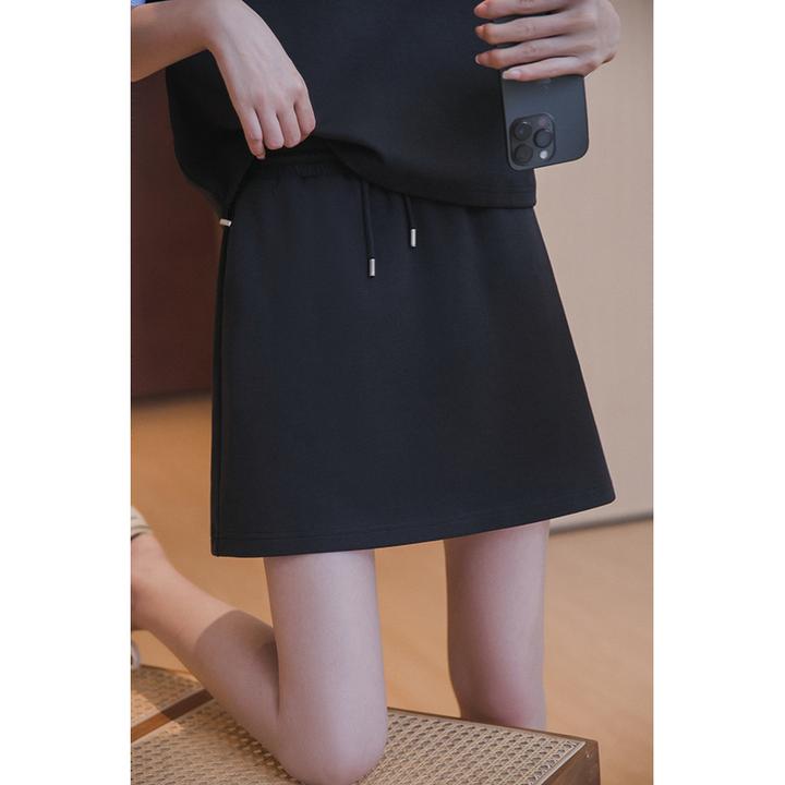 小谷粒C位半身裙 抽绳+松紧腰 直筒裙高腰时尚百搭显瘦