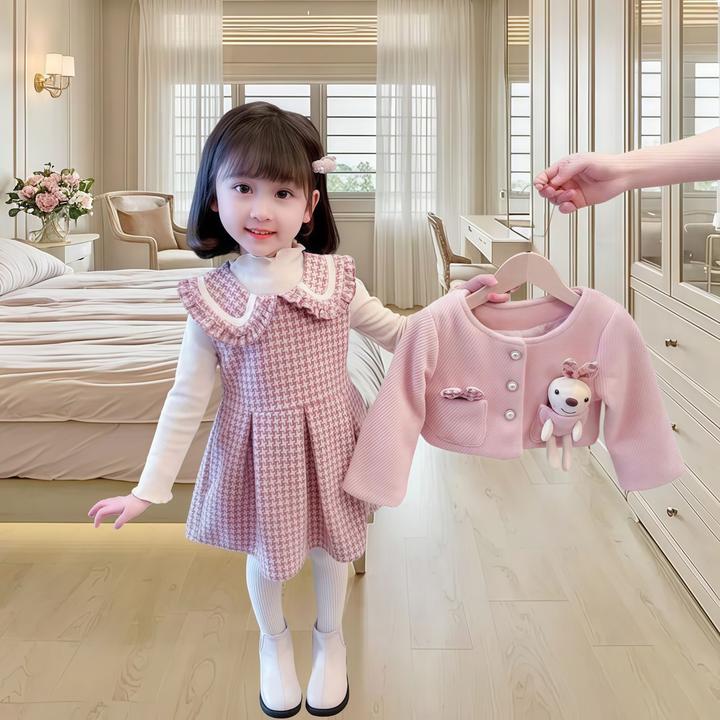 生日套装女童2025新年衣服秋冬季小香风裙两件套小女孩超洋气冬装