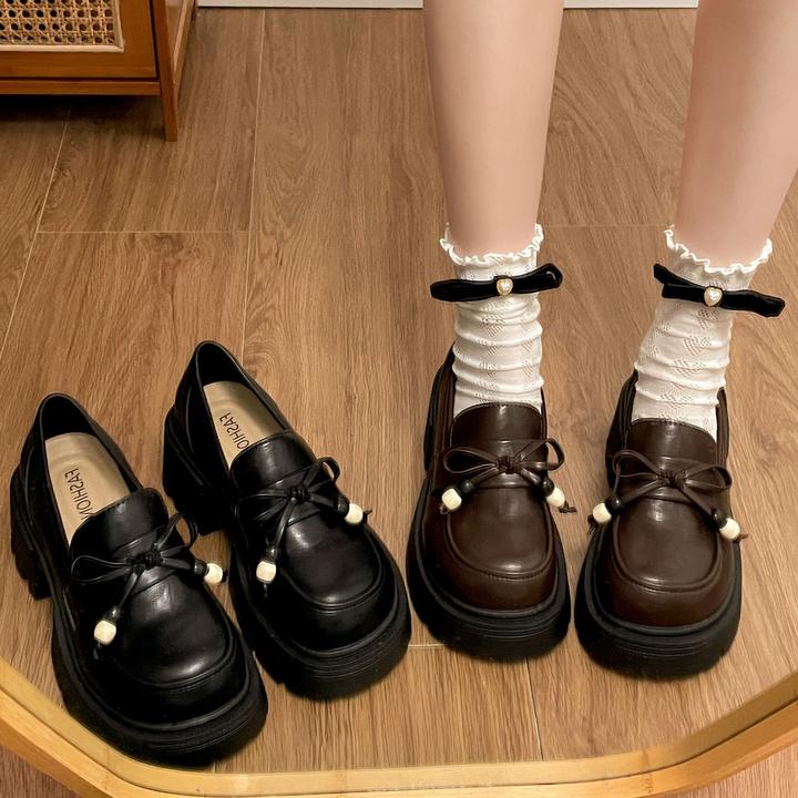 南在南方圆头复古英伦风小皮鞋女2025秋季新款配裙子粗跟乐福单鞋