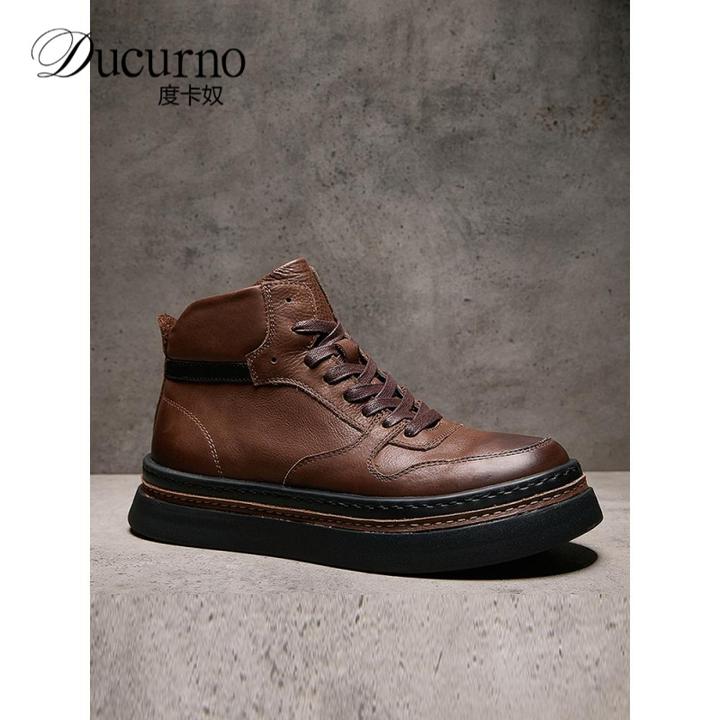 欧洲站休闲季新款马丁靴男高端英伦复古时尚短靴冬季内增高马丁靴