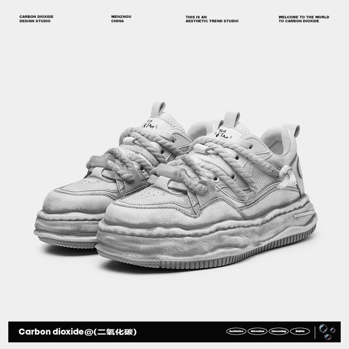 7CM隐形内增高脏脏鞋做旧擦色男鞋厚底运动休闲百搭情侣款溶解鞋