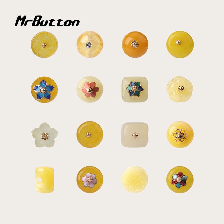 MR BUTTON 黄色高档国风纽扣复古旗袍盘扣新中式唐装汉服配件扣子