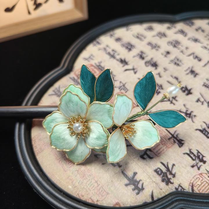 [青思]国风原创发簪非遗绒花手工蚕丝檀木簪复古国风发饰