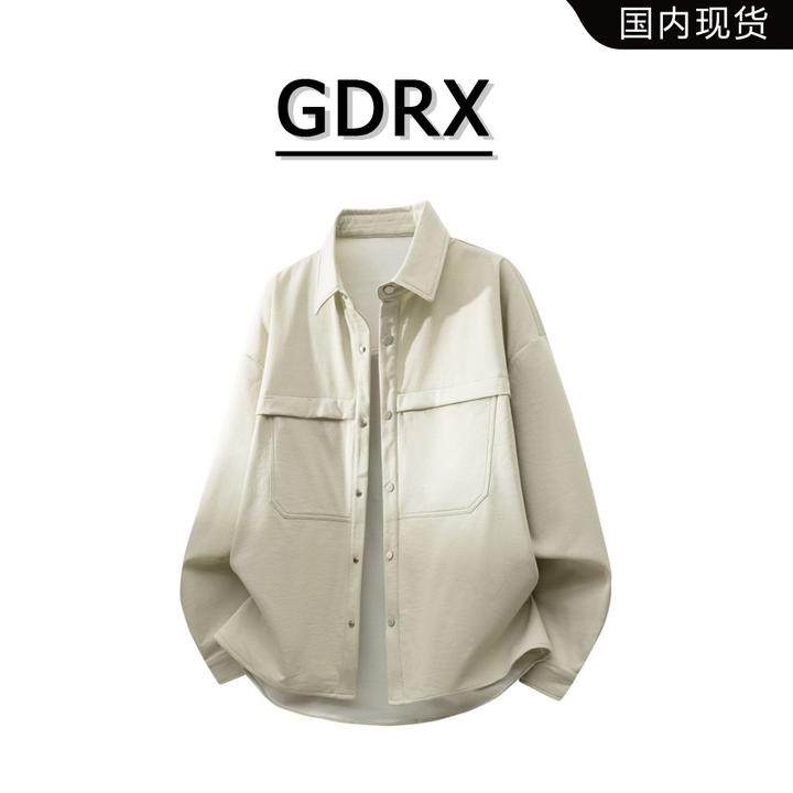 GDRX美式潮牌翻领衬衫男士秋季新款休闲百搭高级感痞帅工装衬衣