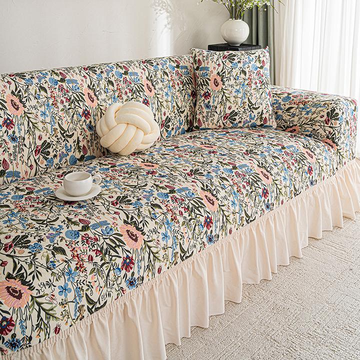 (裙边花密沙发套)2025新款沙发套罩简约防滑防猫抓沙发坐垫全包