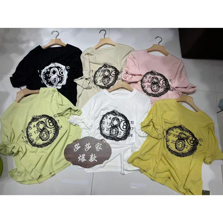 宽松型印花数字半袖常规圆领T恤宽松百搭休闲时尚