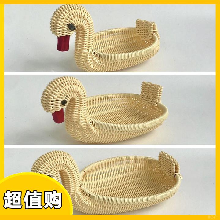 形创意鸭手撕酒店家用鸡藤编篮篮菜筐小饭店ktv鸭子手撕水果盘