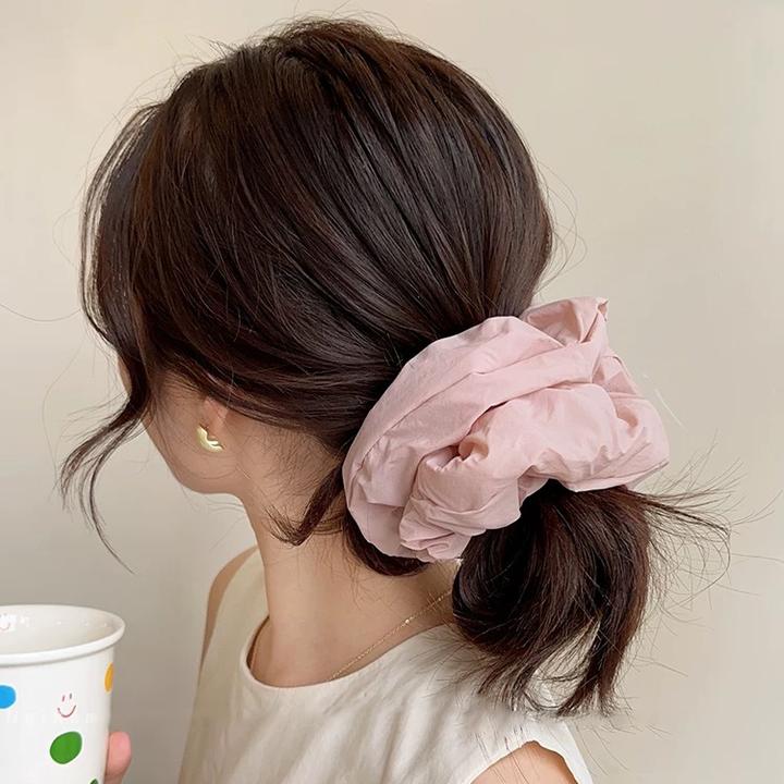 法式简约纯色大肠发圈女高级感高马尾橡皮筋发绳扎头发高弹力发饰