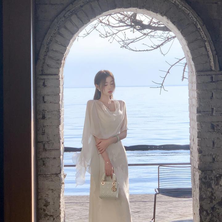 EIA一尧新中式国风【白玉兰】温柔气质白月光提花吊带连衣裙显瘦女