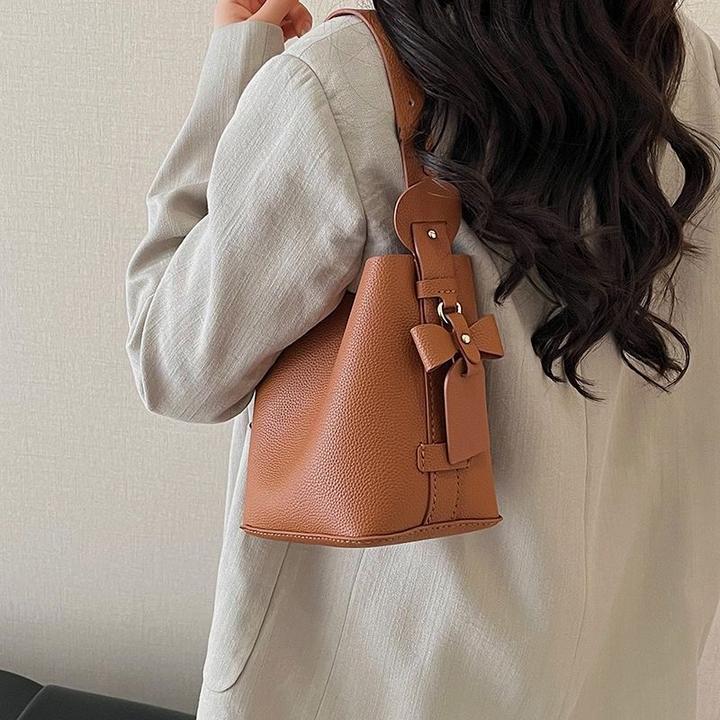 极简风纯色磁扣自制DIY水桶包简约韩系斜挎包时尚小众网红手工包