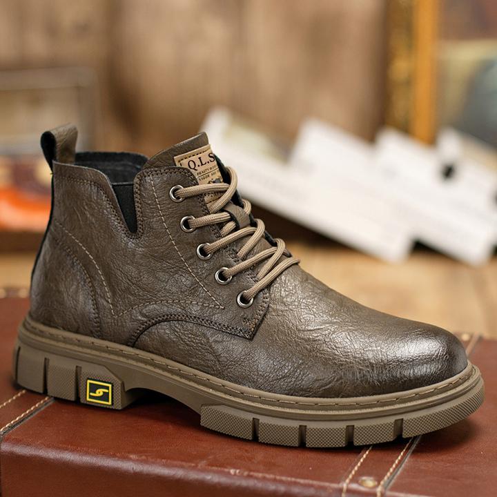群狼·世家马丁靴高帮男鞋真皮休闲男士时尚英伦风百搭爆款工装靴