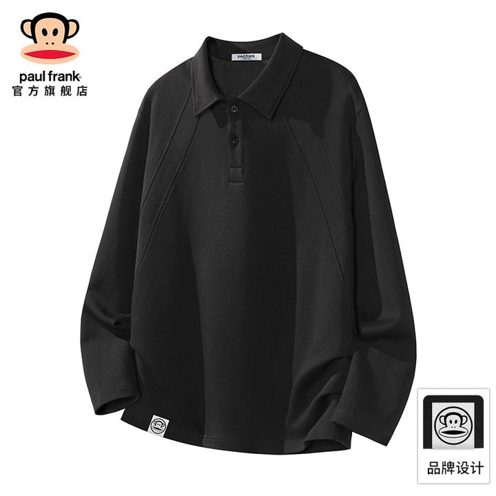 PaulFrank/大嘴猴潮流百搭翻领POLO衫男秋冬新款宽松休闲长袖卫衣