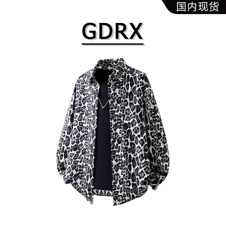 GDRX豹纹长袖衬衫男款2025秋季小众设计师痞帅高级感宽松大码外套