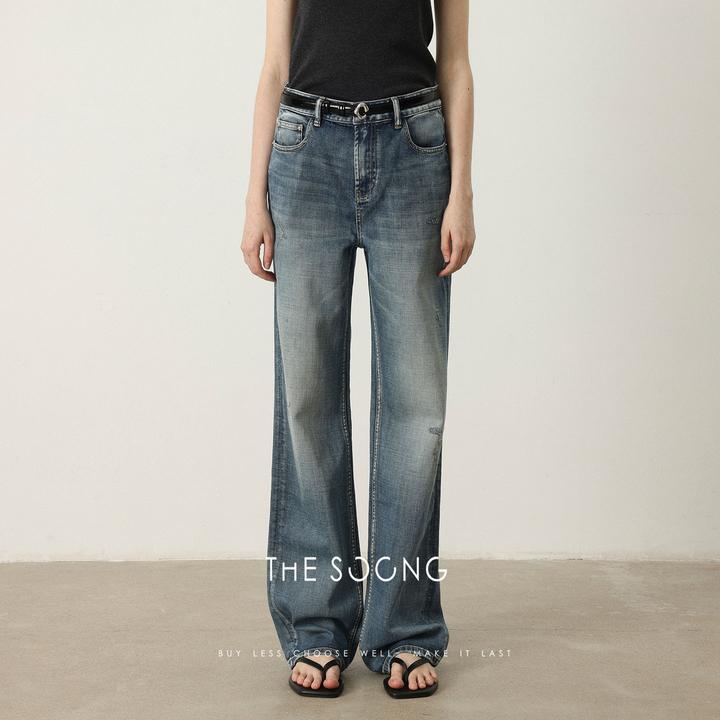 THESOONG|意大利进口牛仔面料"全条水洗擦砂猫须纹理感牛仔裤7206